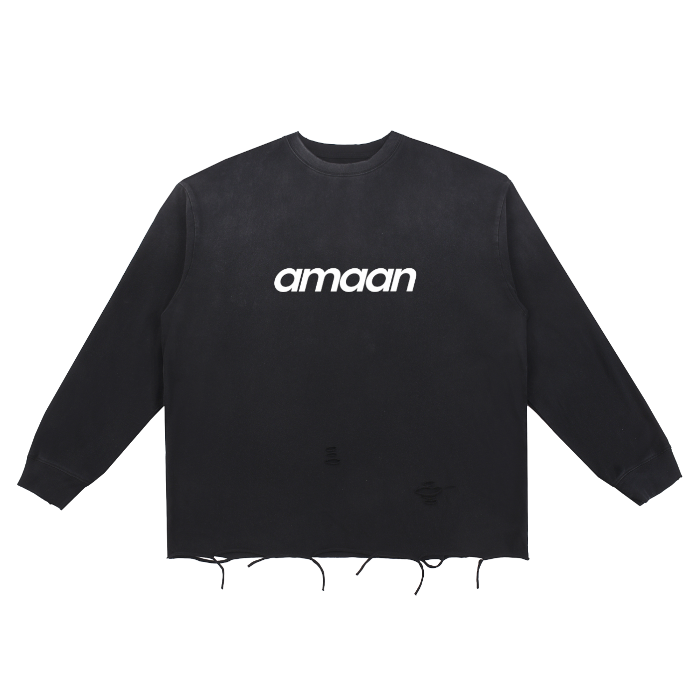 Snow Wash Raw Edge Cotton T-Shirt